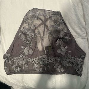 high neck purpley gray lace bralette